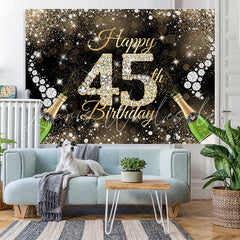Lofaris Gold Glitter Diamond Bokeh Happy 45th Birthday Backdrop