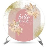 Lofaris Gold Glitter Floral Circle Boho Baby Shower Backdrop