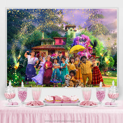 Lofaris Gold Glitter Garden Happy Family Birthday Backdrop