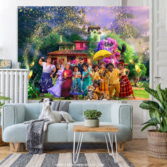 Lofaris Gold Glitter Garden Happy Family Birthday Backdrop