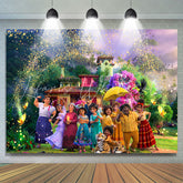 Lofaris Gold Glitter Garden Happy Family Birthday Backdrop