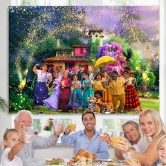 Lofaris Gold Glitter Garden Happy Family Birthday Backdrop
