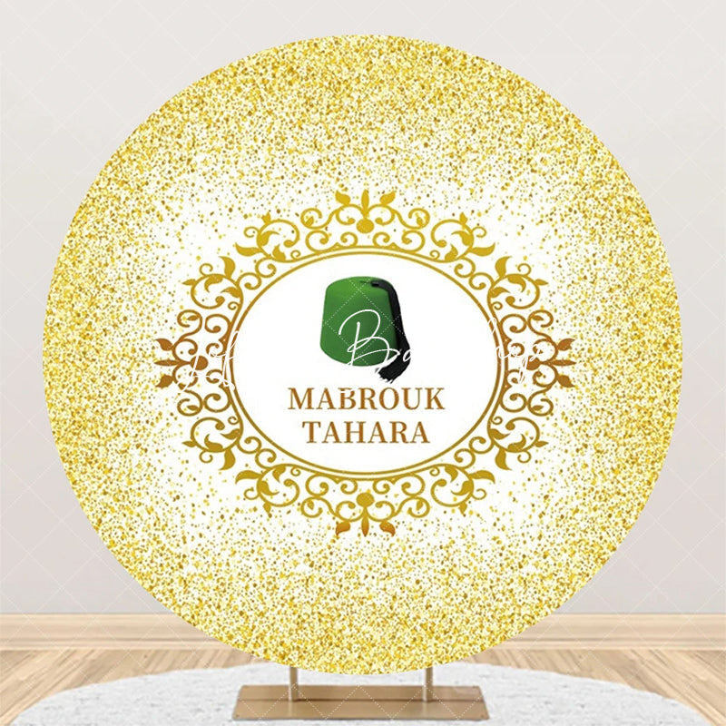 Lofaris Gold Glitter Green Hat Mabrouk Tahara Round Backdrop