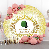 Lofaris Gold Glitter Green Hat Mabrouk Tahara Round Backdrop