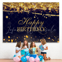 Lofaris Gold Glitter Happy Birthday Black Bokeh Backdrop for Party
