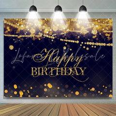 Lofaris Gold Glitter Happy Birthday Black Bokeh Backdrop for Party
