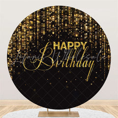 Lofaris Gold Glitter Happy Birthday Round Backdrop For Party