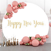 Lofaris Gold Glitter Happy New Year Round White Party Backdrop