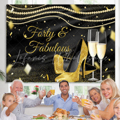 Lofaris Gold Glitter Heels And Black Birthday Party Backdrop