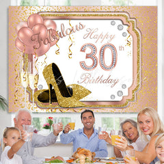 Lofaris Gold Glitter Heels And Pink Ballon 30th Birthday Backdrop