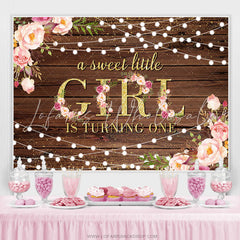 Lofaris Gold Glitter Little Girl Turning One Birthday Backdrop