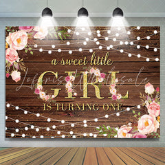 Lofaris Gold Glitter Little Girl Turning One Birthday Backdrop