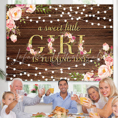 Lofaris Gold Glitter Little Girl Turning One Birthday Backdrop