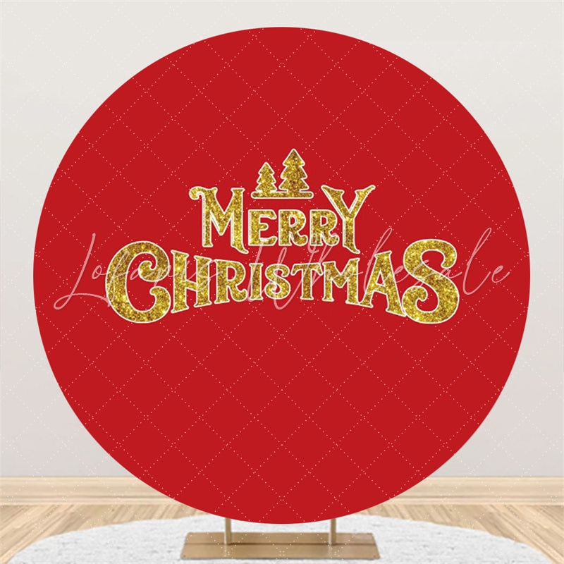 Lofaris Gold Glitter Merry Christmas Red Backdrop For Party