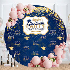 Lofaris Gold Glitter Navy Blue Round Graduation Party Backdrop