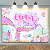 Lofaris Gold Glitter Oneder The Sae Mermaid Birthday Backdrop
