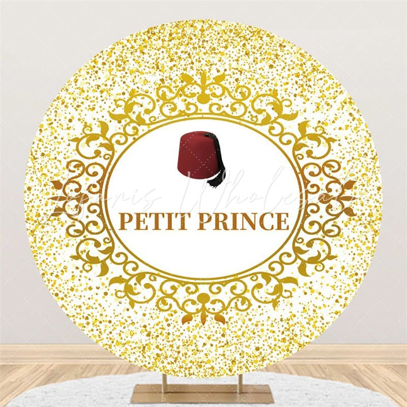 Lofaris Gold Glitter Petit Prince Round Baby Shower Backdorp