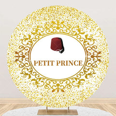 Lofaris Gold Glitter Red Hat Petit Prince Round Backdrop