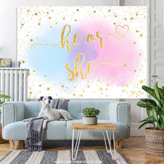 Lofaris Gold Glitter She Or He Pink Blue Baby Shower Backdrop