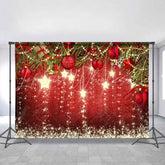 Lofaris Gold Glitter Star And Red Decoration Ball Chrismas Backdrop