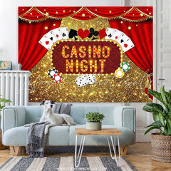 Lofaris Gold Glitter Star Red Curtain Cards Birthday Backdrop