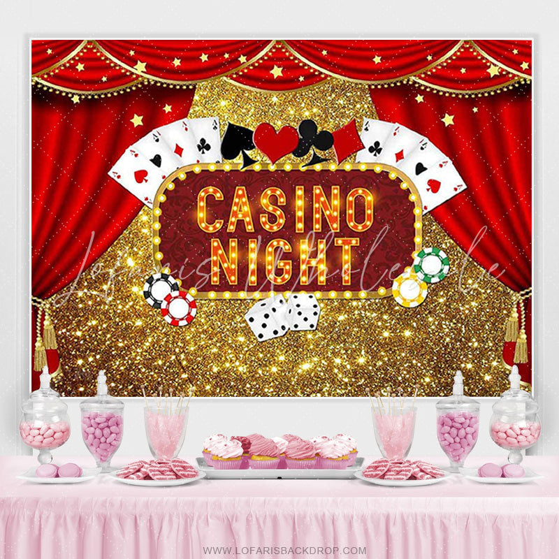 Lofaris Gold Glitter Star Red Curtain Cards Birthday Backdrop