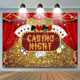 Lofaris Gold Glitter Star Red Curtain Cards Birthday Backdrop