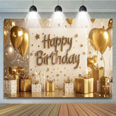 Gold Glitter Stars Balloons Happy Birthday Party Backdrop