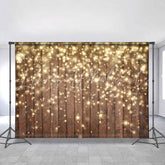 Lofaris Gold Glitter Strip Brown Wooden Christmas Backdrop