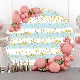 Lofaris Gold Glitter Stripe Circle Happy Birthday Backdrop