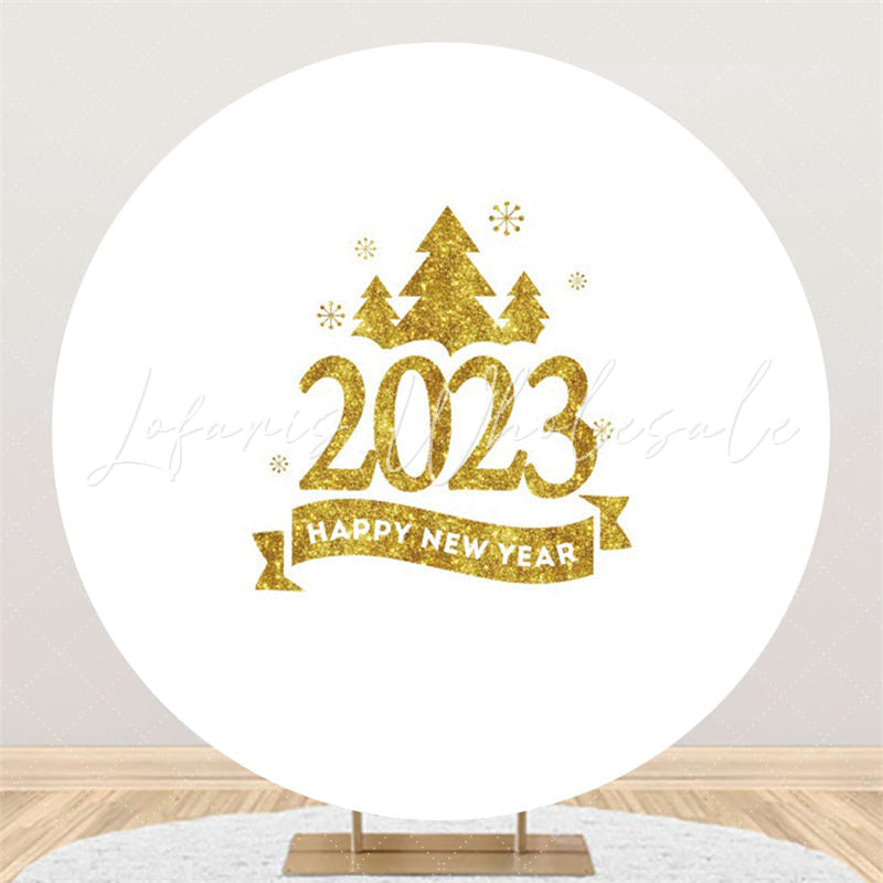 Lofaris Gold Glitter Trees And 2023 Round New Year Backdrop