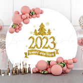 Lofaris Gold Glitter Trees And 2023 Round New Year Backdrop