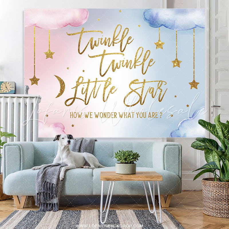 Lofaris Gold Glitter Twinkle Little Star Baby Shower Backdrop