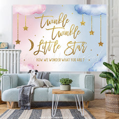 Lofaris Gold Glitter Twinkle Little Star Baby Shower Backdrop