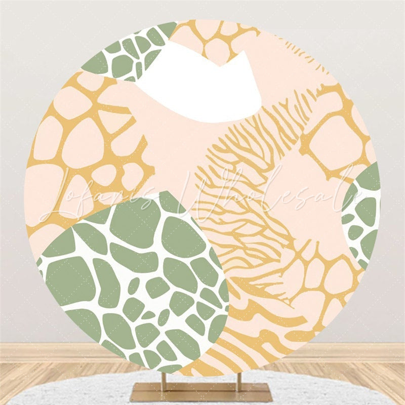 Lofaris Gold Green Abstract Texture Circle Birthday Backdrop