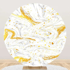 Lofaris Gold Grey Abstract Marble Round Birthday Backdrop