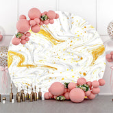 Lofaris Gold Grey Abstract Marble Round Birthday Backdrop