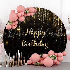 Lofaris Gold Happy Birthday With Simple Black Round Backdrop