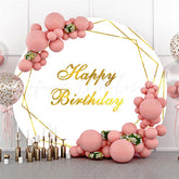 Lofaris Gold Lines Round White Backdrop For Happy Birthday