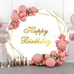 Lofaris Gold Lines Round White Backdrop For Happy Birthday