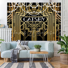 Lofaris Gold Lines With White Pearl Birthday Backdrop For Women