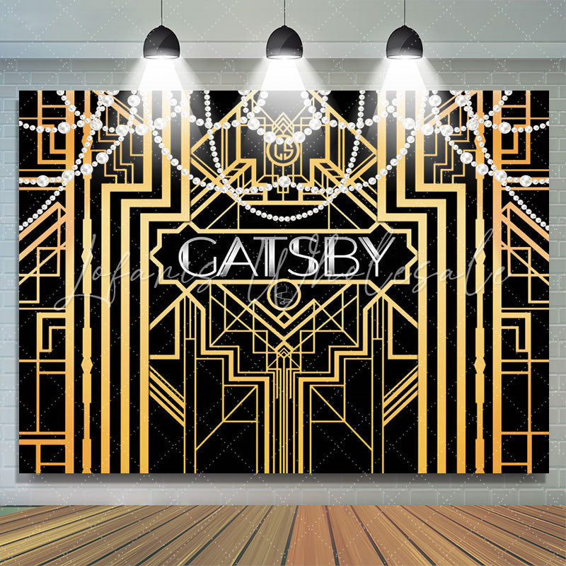 Lofaris Gold Lines With White Pearl Birthday Backdrop For Women