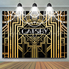 Lofaris Gold Lines With White Pearl Birthday Backdrop For Women