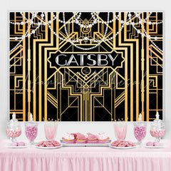 Lofaris Gold Lines With White Pearl Birthday Backdrop For Women