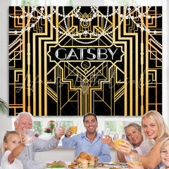 Lofaris Gold Lines With White Pearl Birthday Backdrop For Women