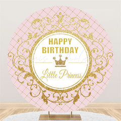 Lofaris Gold Litter Princess Happy Birthday Round Backdrop
