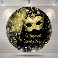 Lofaris Gold Mask Masquerade Birthday Party Round Backdrop