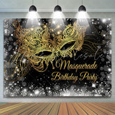 Lofaris Gold Masquerade Glitter Silver Birthday Backdrop