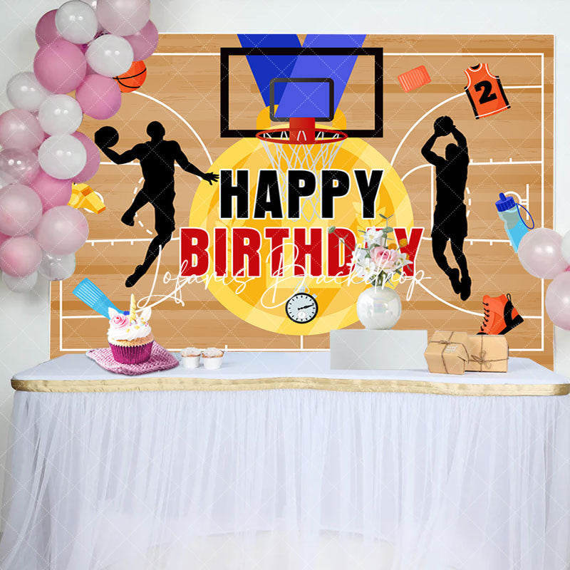 Lofaris Gold Medal Sport Basketball Court Birthday Backdrop