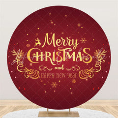 Lofaris Gold Merry Christmas And New Year Red Round Backdrop